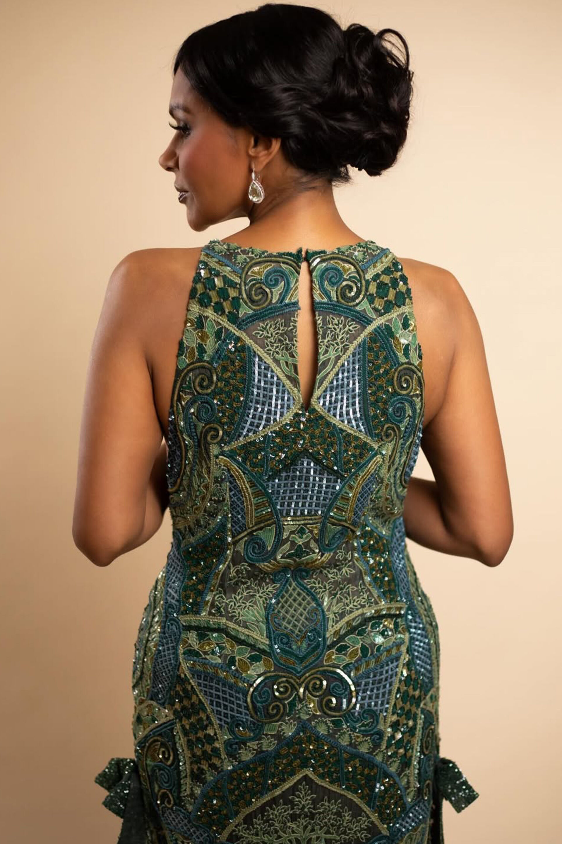 Theodesia Embroidered Cord Gown - Green, , image 4